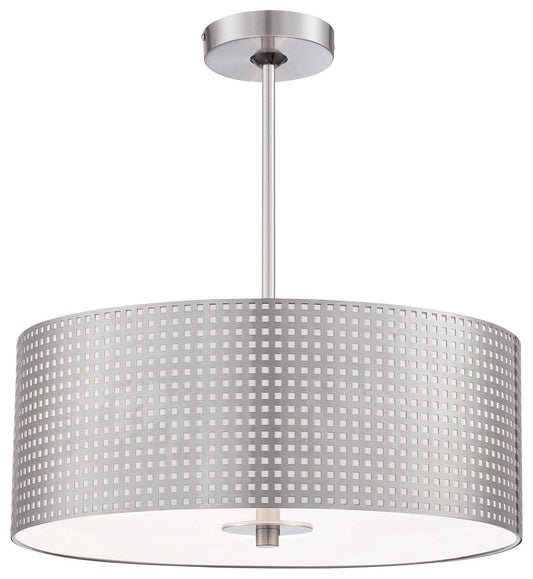 George Kovacs - P5743-084 - Three Light Pendant - Grid - Brushed Nickel