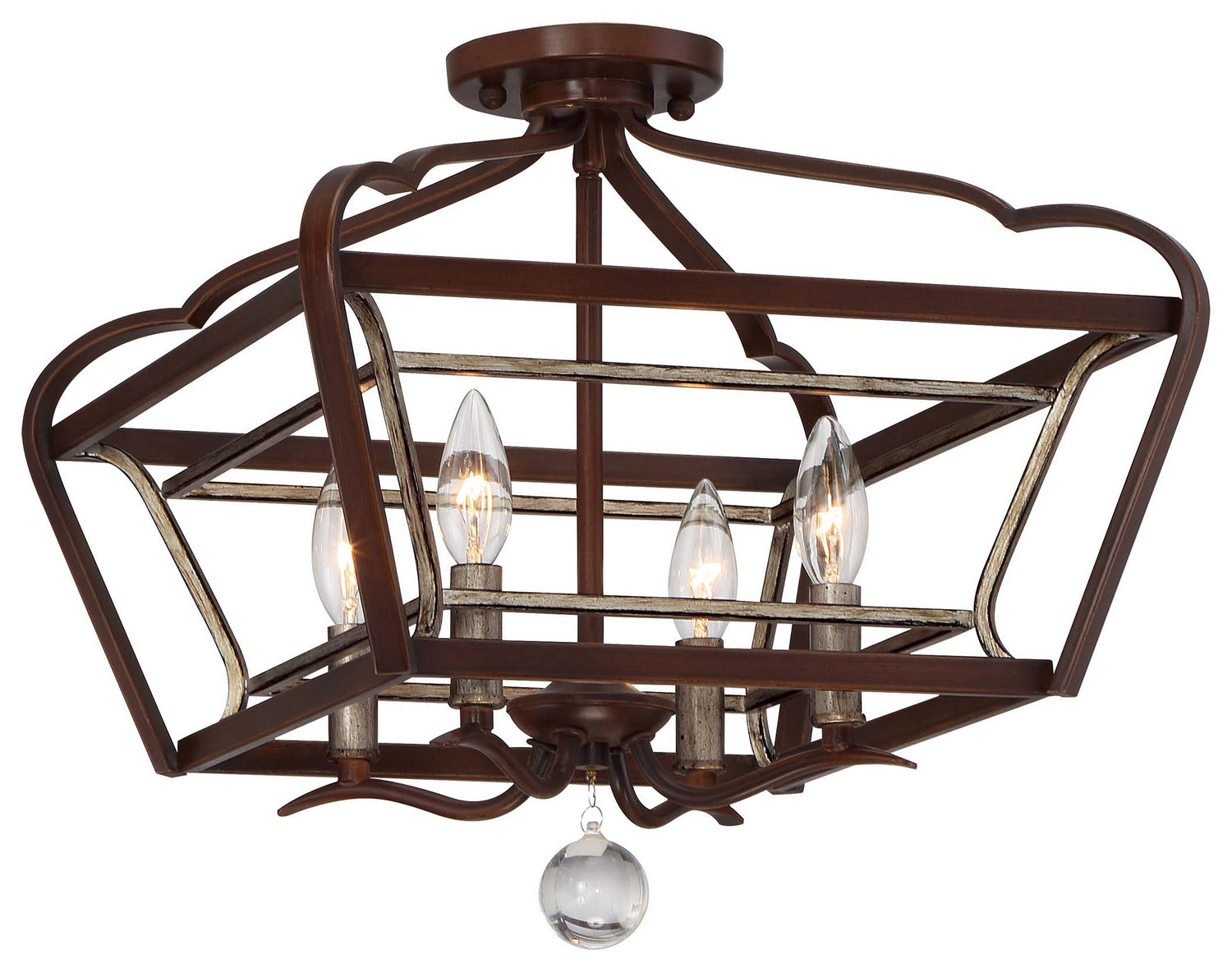 Minka-Lavery - 4347-593 - Four Light Semi Flush Mount - Astrapia - Dark Rubbed Sienna With Aged Silver