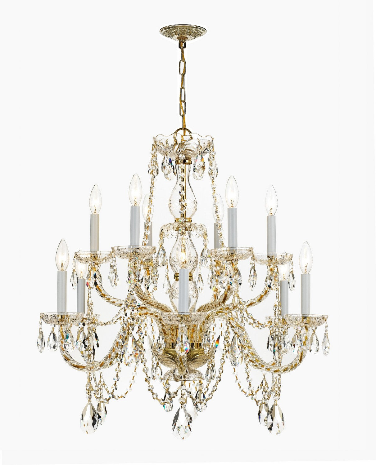 Crystorama - 1135-PB-CL-MWP - 12 Light Chandelier - Traditional Crystal - Polished Brass