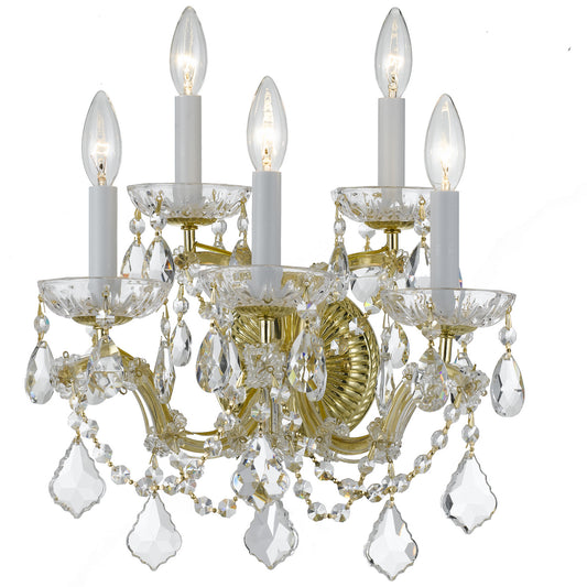 Crystorama - 4404-GD-CL-MWP - Five Light Wall Sconce - Maria Theresa - Gold