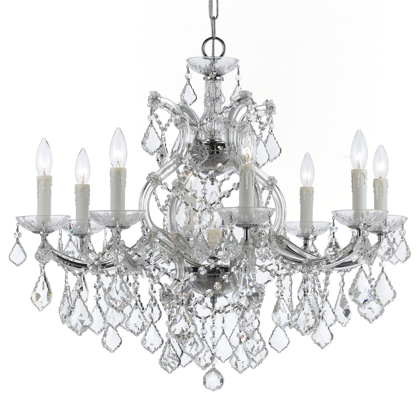 Crystorama - 4408-CH-CL-MWP - Nine Light Chandelier - Maria Theresa - Polished Chrome