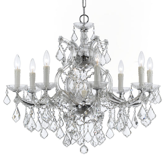 Crystorama - 4408-CH-CL-MWP - Nine Light Chandelier - Maria Theresa - Polished Chrome