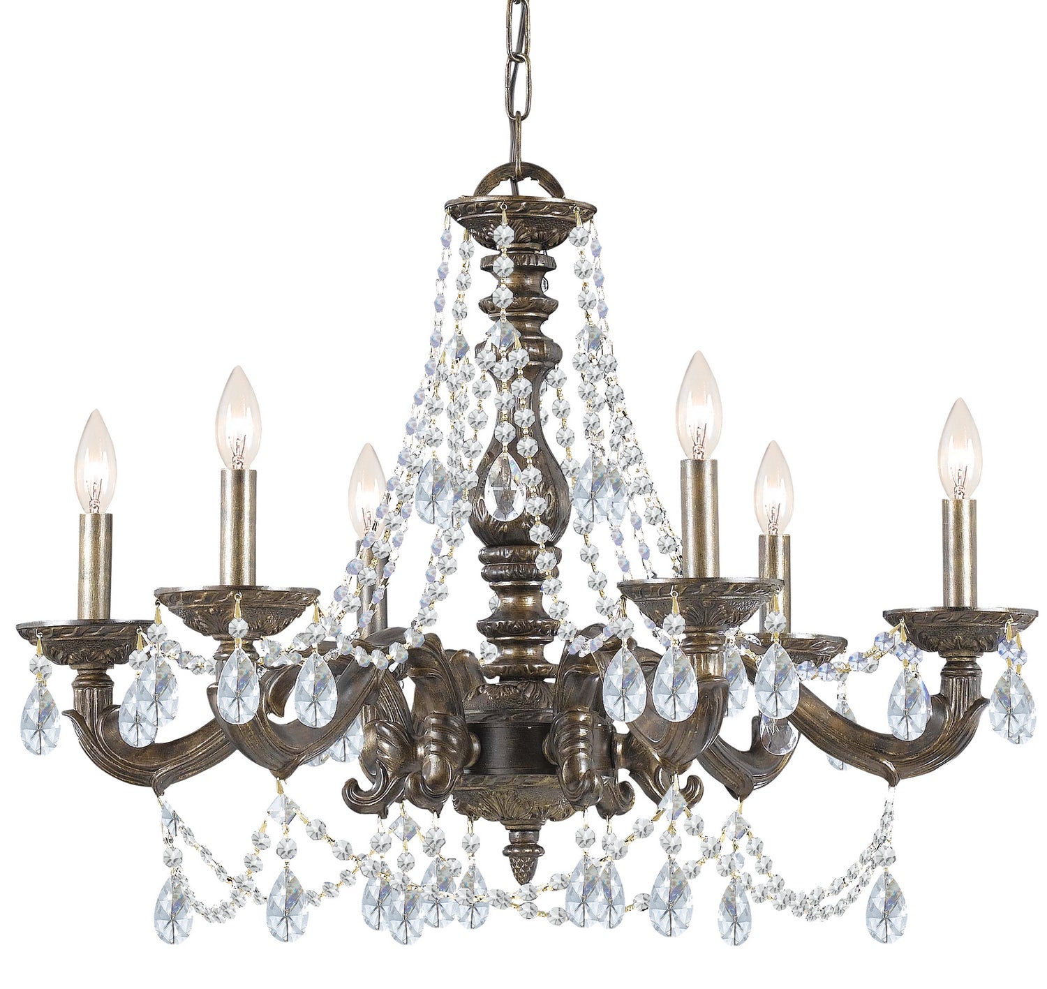 Crystorama - 5026-VB-CL-MWP - Six Light Chandelier - Paris Market - Venetian Bronze