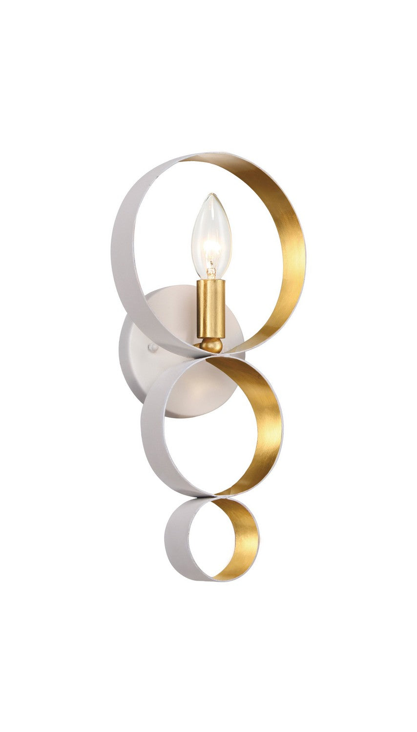 Crystorama - 581-MT-GA - One Light Wall Sconce - Luna - Matte White / Antique Gold