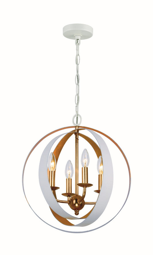 Crystorama - 584-MT-GA - Four Light Mini Chandelier - Luna - Matte White + Antique Gold