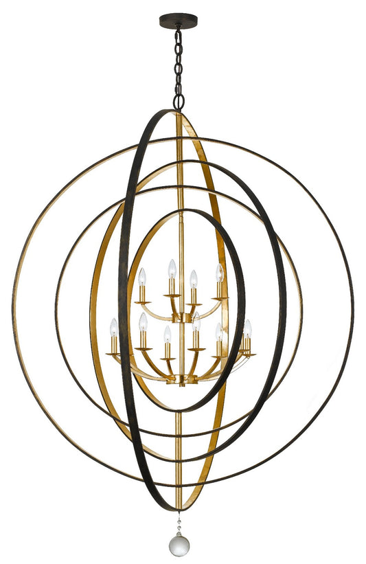 Crystorama - 590-EB-GA - 12 Light Chandelier - Luna - English Bronze + Antique Gold