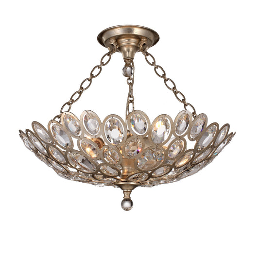 Crystorama - 7584-DT_CEILING - Three Light Semi Flush Mount - Sterling - Distressed Twilight