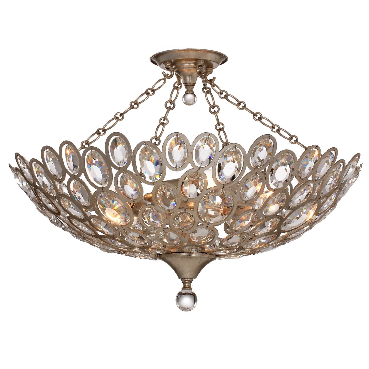 Crystorama - 7587-DT_CEILING - Five Light Semi Flush Mount - Sterling - Distressed Twilight