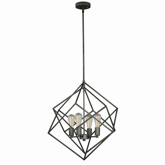 Vaxcel - P0187 - Four Light Pendant - Rad - Warm Pewter