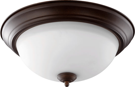 Quorum - 3063-15-86 - Three Light Ceiling Mount - 3063 Ceiling Mounts - Oiled Bronze w/ Satin Opal