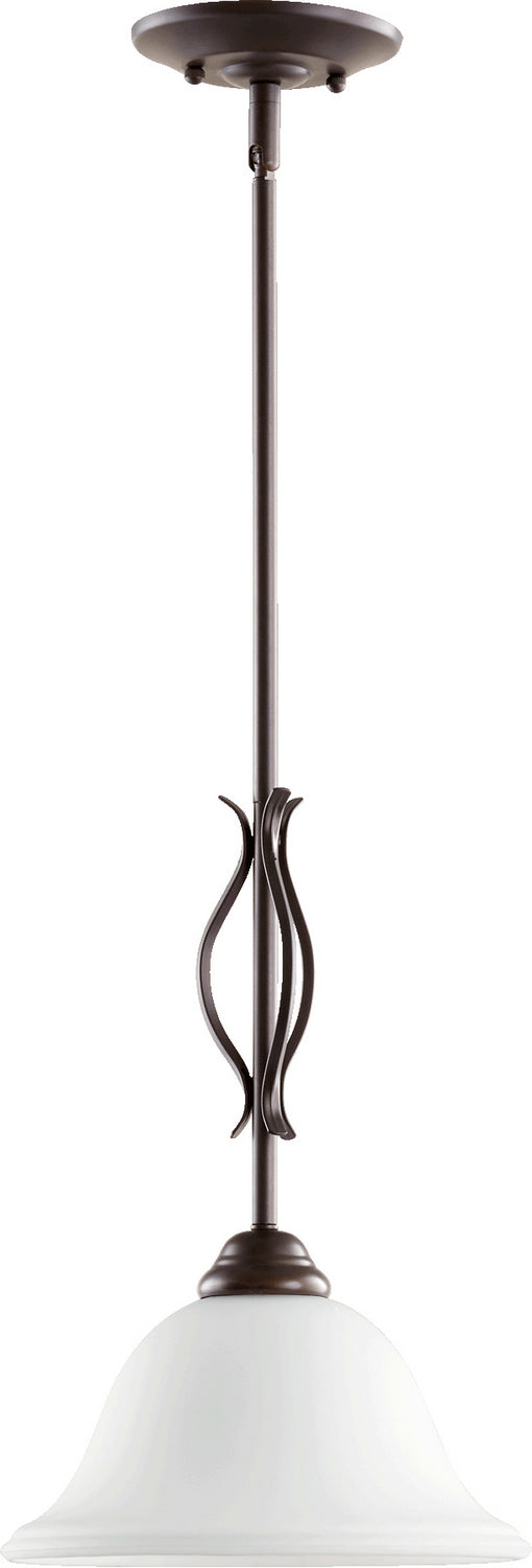 Quorum - 3110-186 - One Light Pendant - Spencer - Oiled Bronze w/ Satin Opal