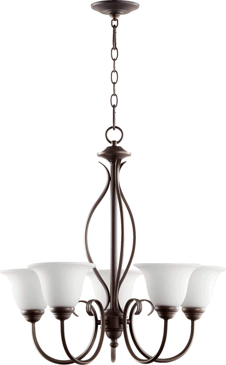 Quorum - 6010-5-186 - Five Light Chandelier - Spencer - Oiled Bronze w/ Satin Opal