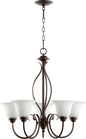 Quorum - 6010-5-186 - Five Light Chandelier - Spencer - Oiled Bronze w/ Satin Opal