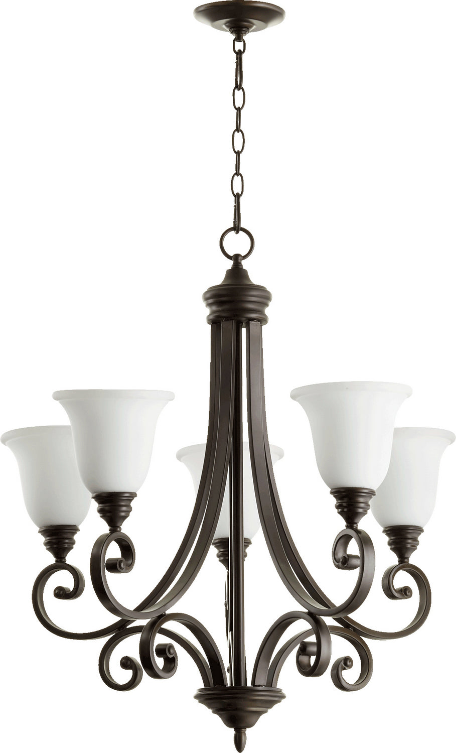 Quorum - 6154-5-186 - Five Light Chandelier - Bryant - Oiled Bronze w/ Satin Opal