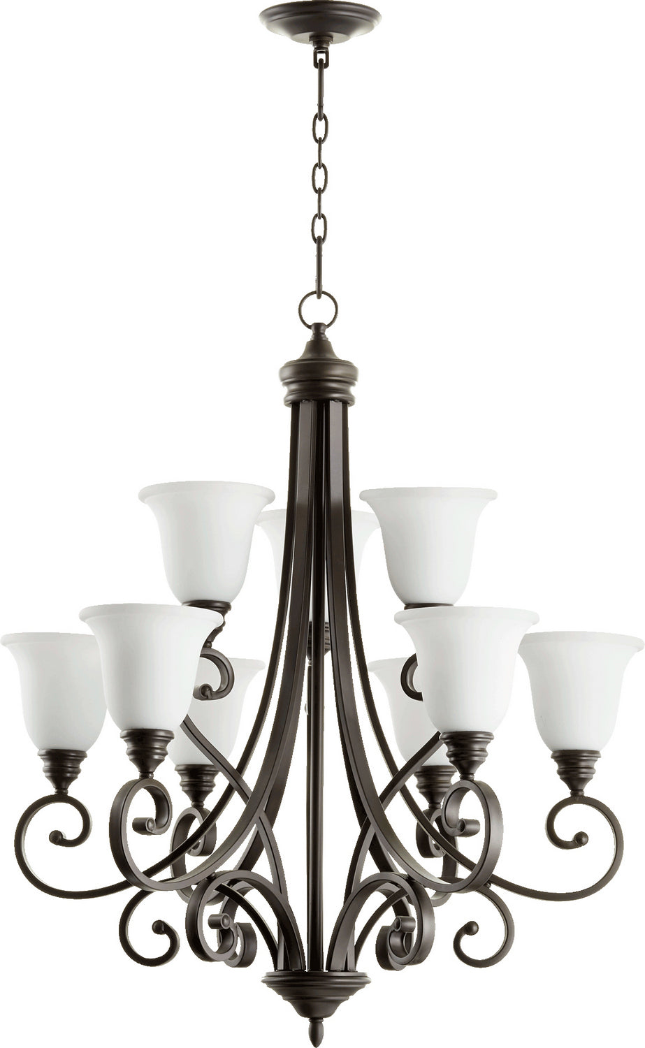 Quorum - 6154-9-186 - Nine Light Chandelier - Bryant - Oiled Bronze w/ Satin Opal