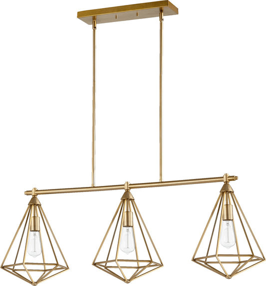 Quorum - 6311-3-80 - Three Light Island Pendant - Bennett - Aged Brass