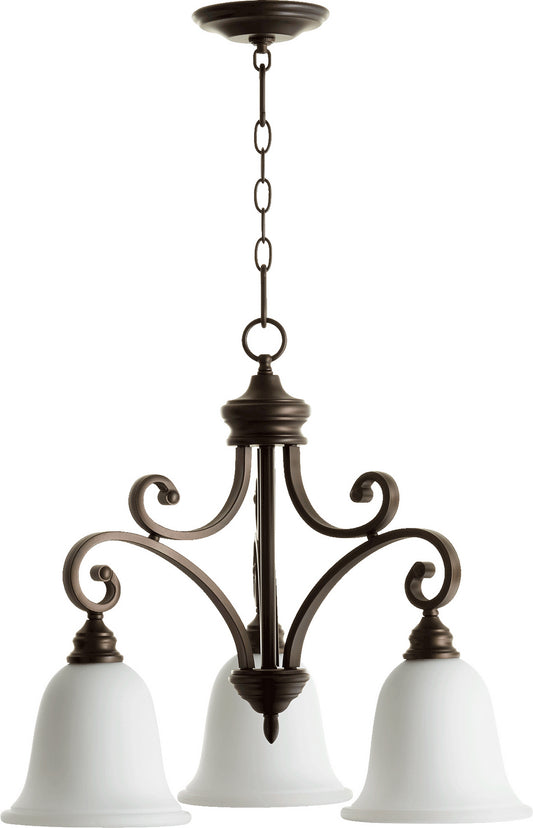 Quorum - 6354-3-186 - Three Light Chandelier - Bryant - Oiled Bronze w/ Satin Opal