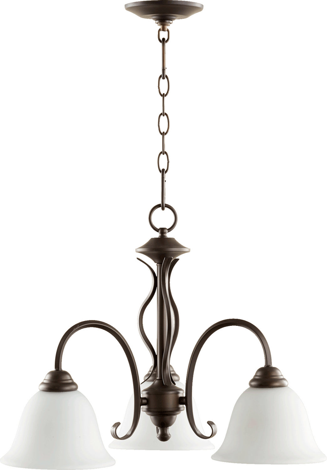 Quorum - 6410-3-186 - Three Light Chandelier - Spencer - Oiled Bronze w/ Satin Opal