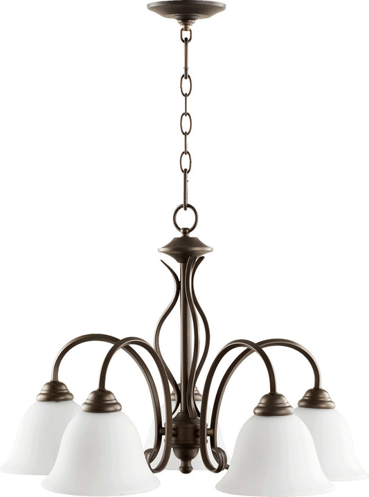 Quorum - 6410-5-186 - Five Light Chandelier - Spencer - Oiled Bronze w/ Satin Opal