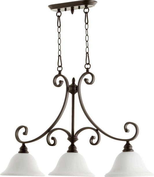 Quorum - 6554-3-186 - Three Light Island Pendant - Bryant - Oiled Bronze w/ Satin Opal