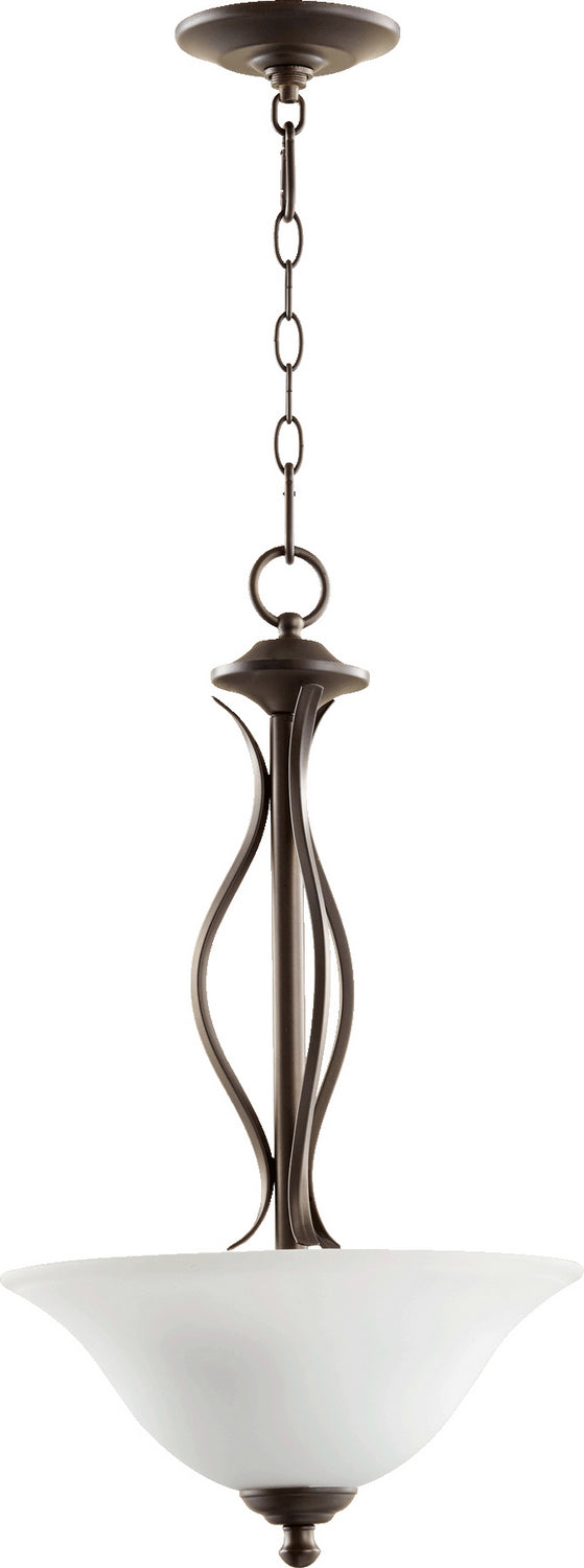 Quorum - 8110-3-186 - Three Light Pendant - Spencer - Oiled Bronze w/ Satin Opal