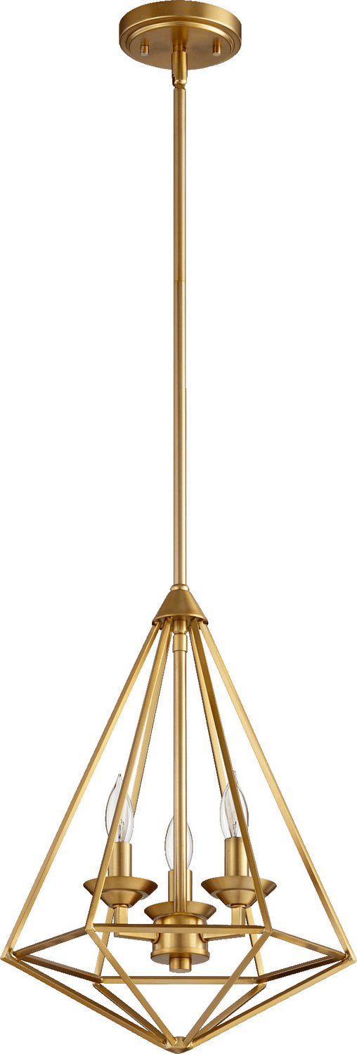 Quorum - 8311-3-80 - Three Light Pendant - Bennett - Aged Brass