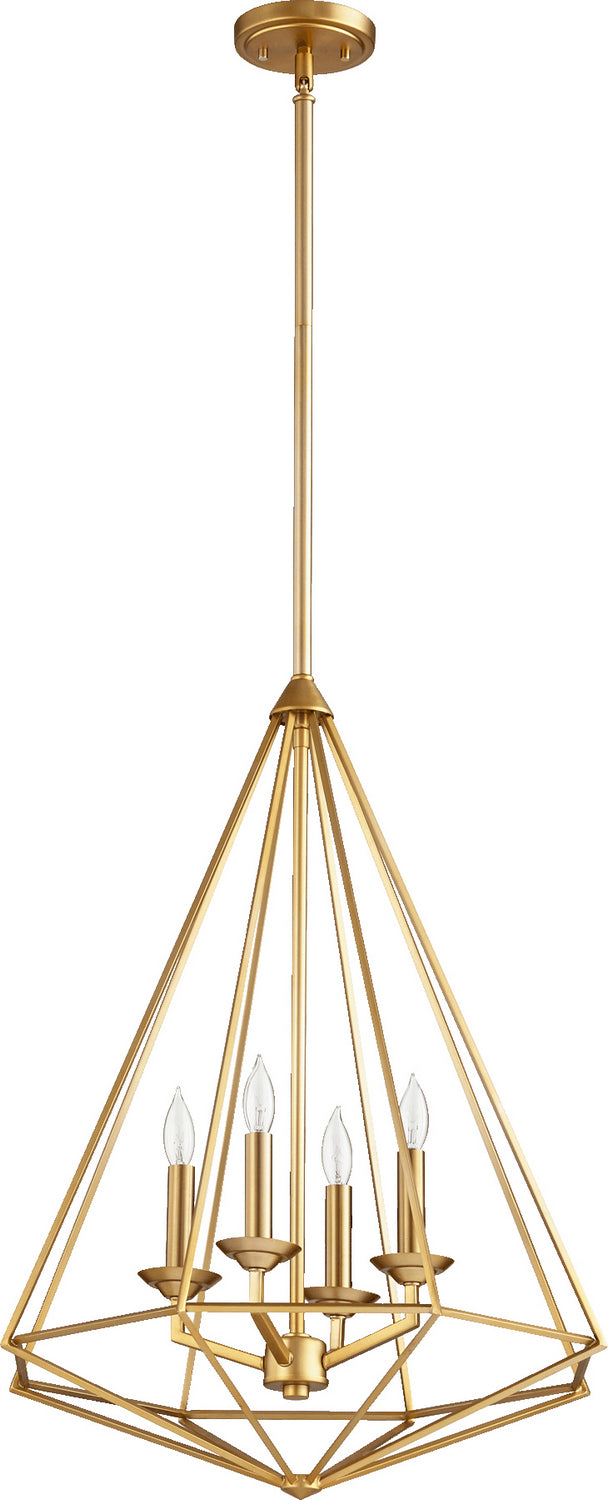 Quorum - 8311-4-80 - Four Light Pendant - Bennett - Aged Brass