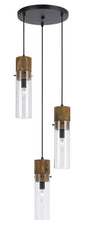 Cal Lighting - FX-3583-3 - Three Light Pendant - SPHEROID - Dark Bronze/Wood