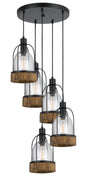 Cal Lighting - FX-3584-5 - Five Light Pendant - BEACON - Wood/Dark Bronze