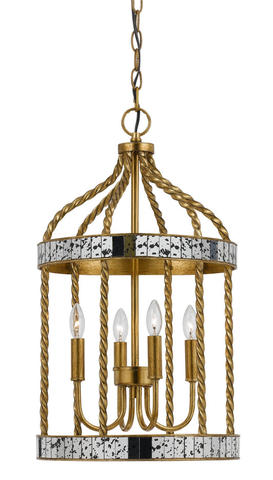 Cal Lighting - FX-3599-4 - Four Light Pendant - GLENWOOD - French Gold/Antiqued Mirror