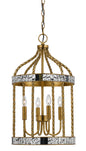 Cal Lighting - FX-3599-4 - Four Light Pendant - GLENWOOD - French Gold/Antiqued Mirror