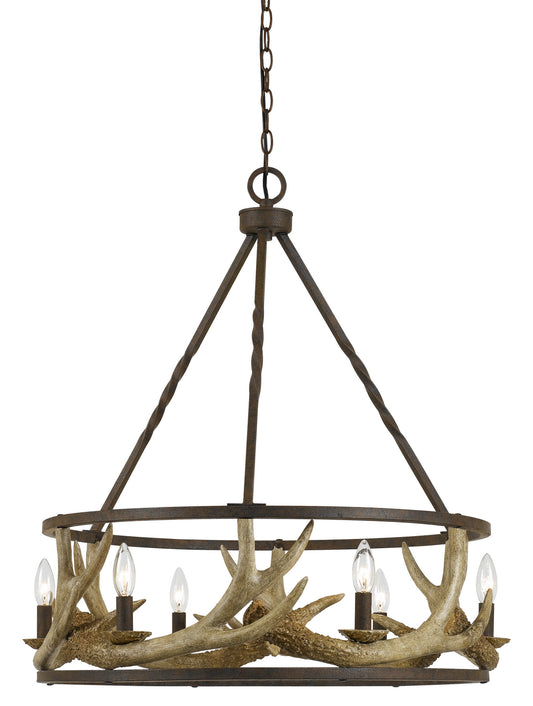 Cal Lighting - FX-3618-6 - Six Light Chandelier - ANTLER - Rust