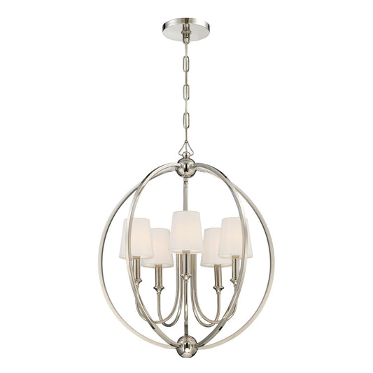 Crystorama - 2247-PN - Five Light Chandelier - Sylvan - Polished Nickel