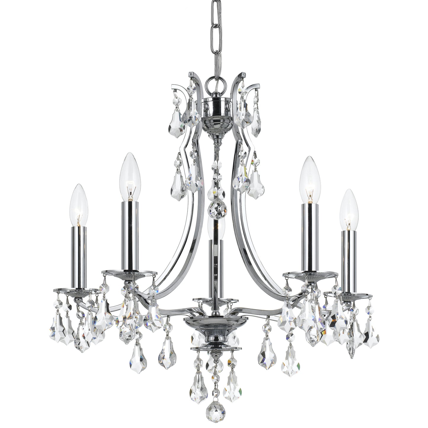 Crystorama - 5935-CH-CL-MWP - Five Light Mini Chandelier - Cedar - Polished Chrome