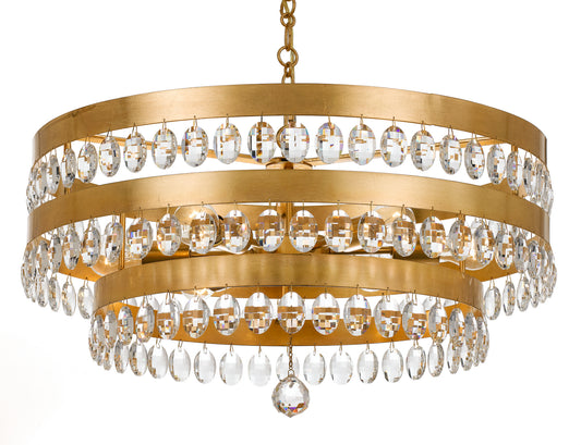 Crystorama - 6108-GA - Six Light Chandelier - Perla - Antique Gold