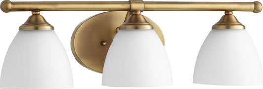 Quorum - 5150-3-80 - Three Light Vanity - Brooks - Aged Brass w/ Satin Opal