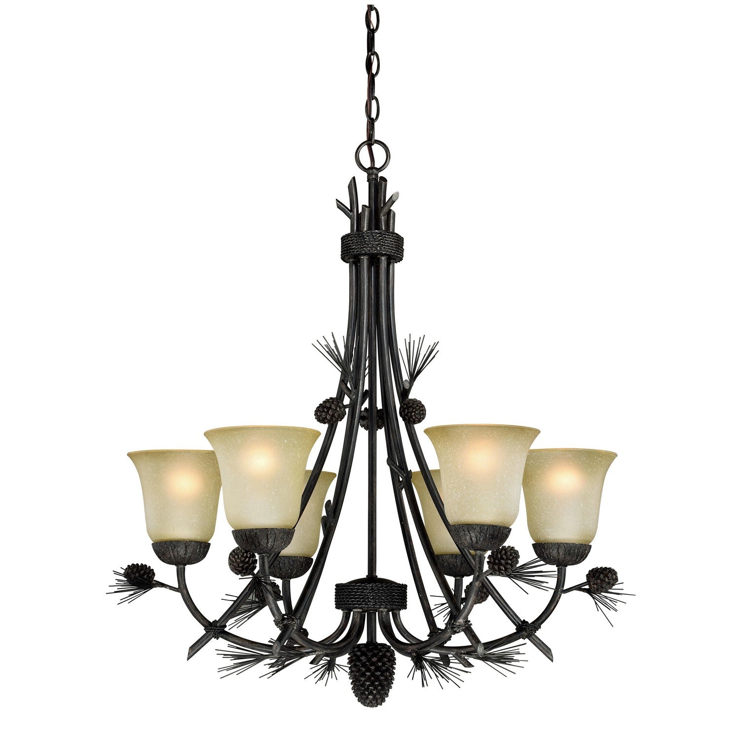 Vaxcel - H0170 - Six Light Chandelier - Sierra - Black Walnut