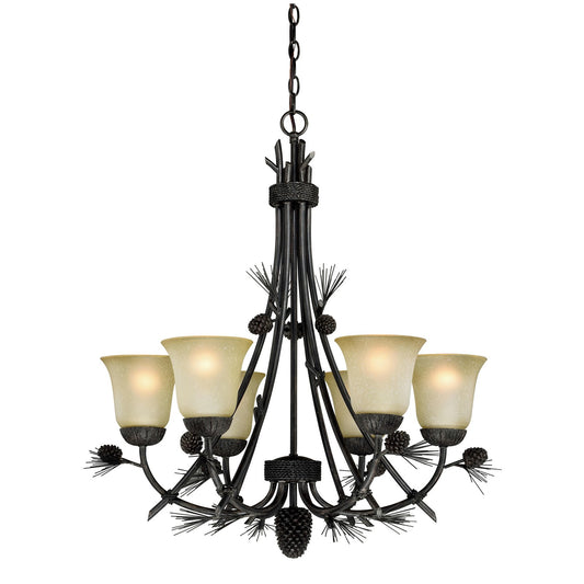 Vaxcel - H0170 - Six Light Chandelier - Sierra - Black Walnut