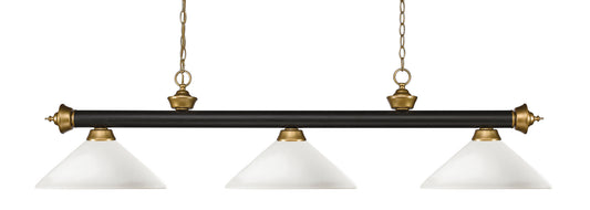 Z-Lite - 200-3BRZ+SG-AMO14 - Three Light Billiard - Riviera - Bronze / Satin Gold