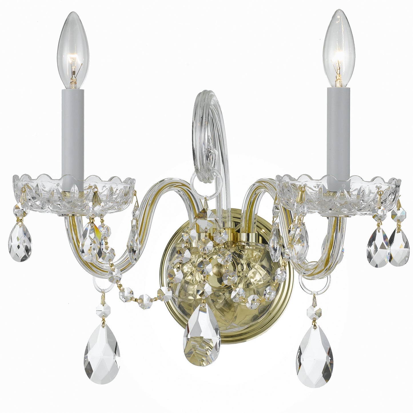 Crystorama - 1032-PB-CL-S - Two Light Wall Sconce - Traditional Crystal - Polished Brass