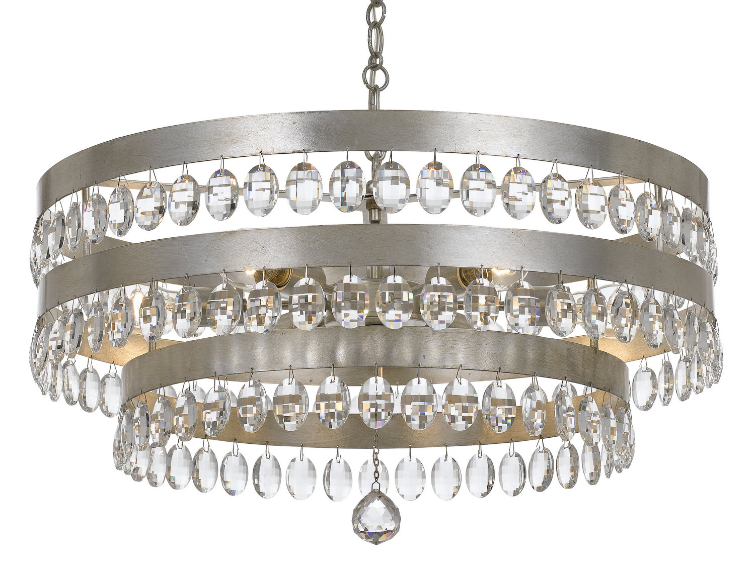 Crystorama - 6108-SA - Six Light Chandelier - Perla - Antique Silver