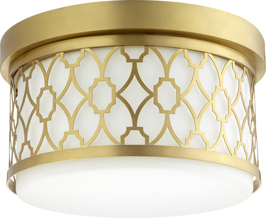 Quorum - 344-12-80 - Two Light Ceiling Mount - 344 Geometric Ceiling Mounts - Aged Brass