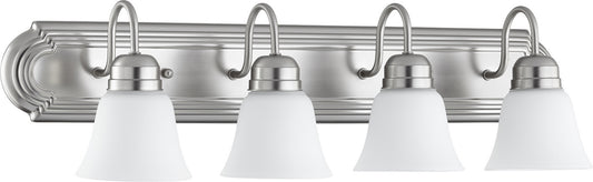 Quorum - 5094-4-65 - Four Light Vanity - 5094 Vanities - Satin Nickel w/ Satin Opal