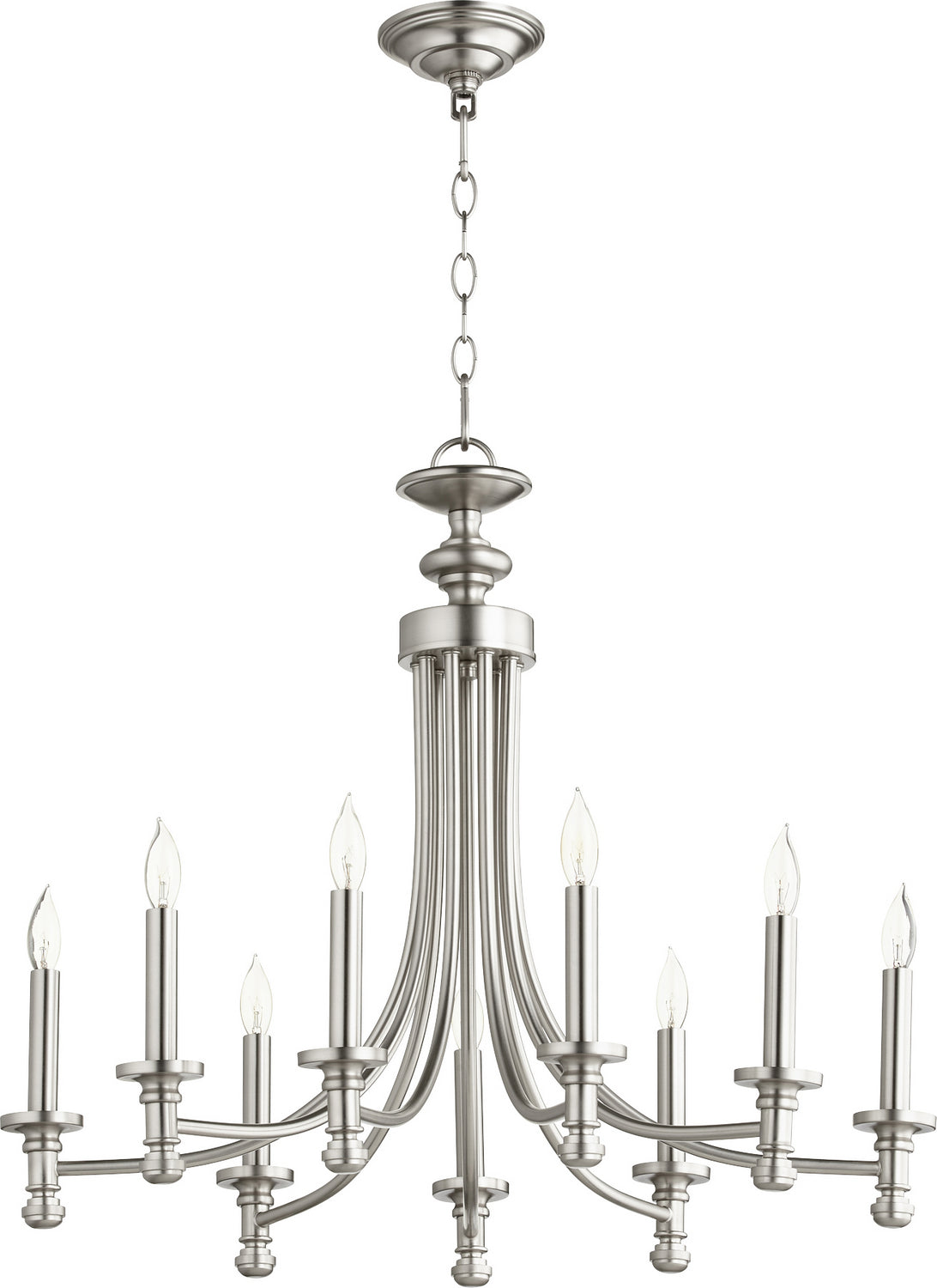 Quorum - 6022-9-65 - Nine Light Chandelier - Rossington - Satin Nickel