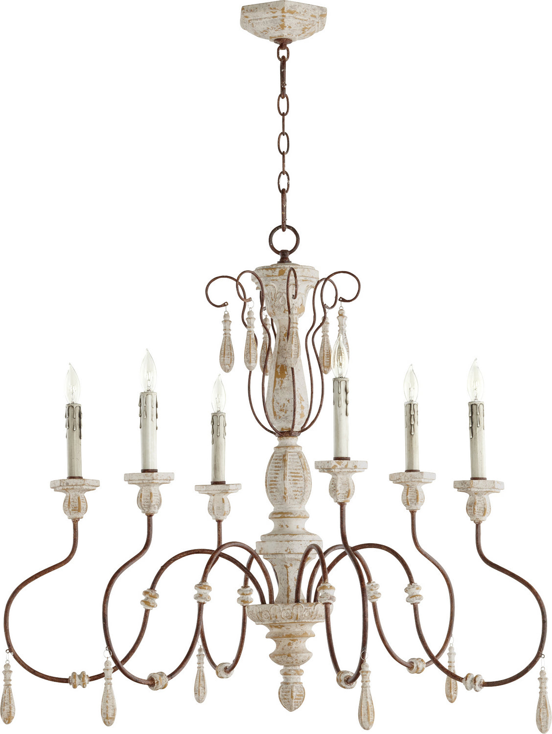 Quorum - 6152-6-156 - Six Light Chandelier - La Maison - Manchester Grey w/ Rust Accents