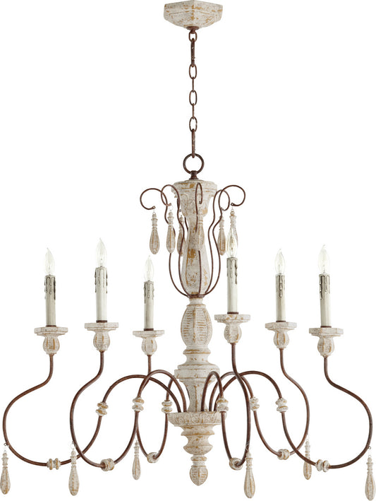 Quorum - 6152-6-156 - Six Light Chandelier - La Maison - Manchester Grey w/ Rust Accents