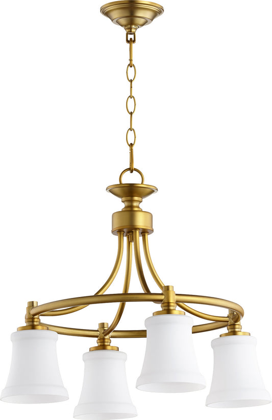 Quorum - 6422-4-80 - Four Light Chandelier - Rossington - Aged Brass