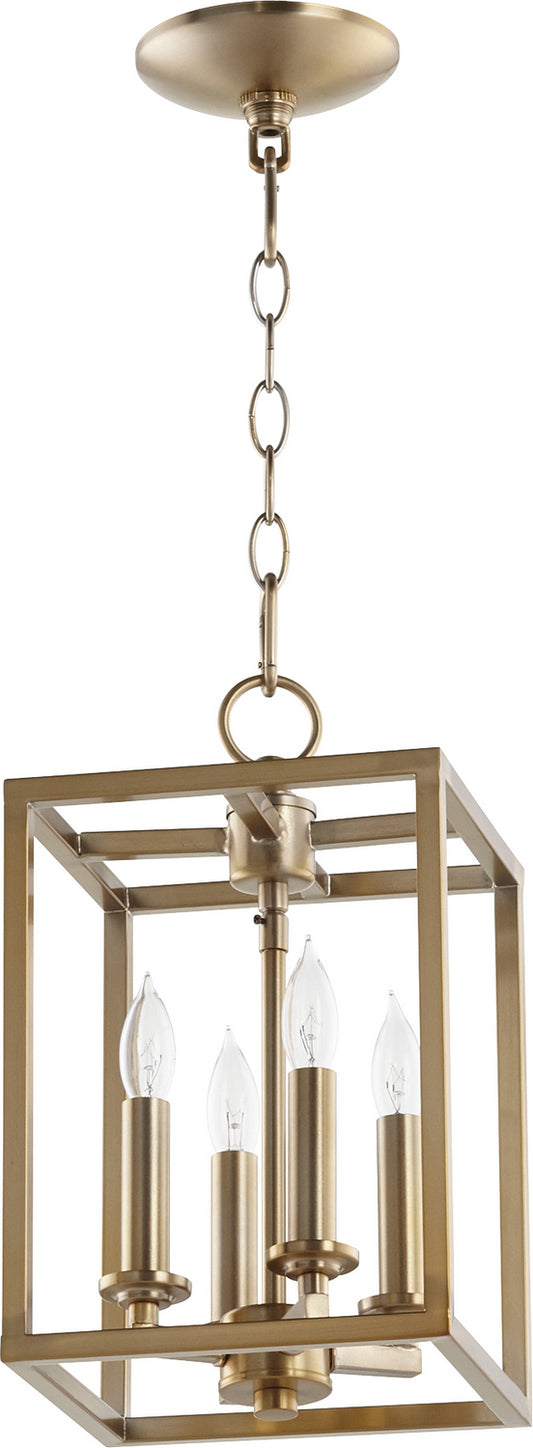 Quorum - 6731-4-180 - Four Light Entry Pendant - Cuboid Entries - Aged Brass