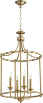 Quorum - 6822-4-80 - Four Light Entry Pendant - Rossington - Aged Brass