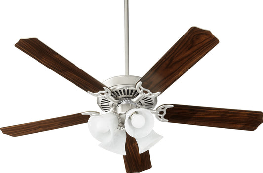 Quorum - 7525-165 - 52"Ceiling Fan - Capri IX - Satin Nickel w/ Faux Alabaster